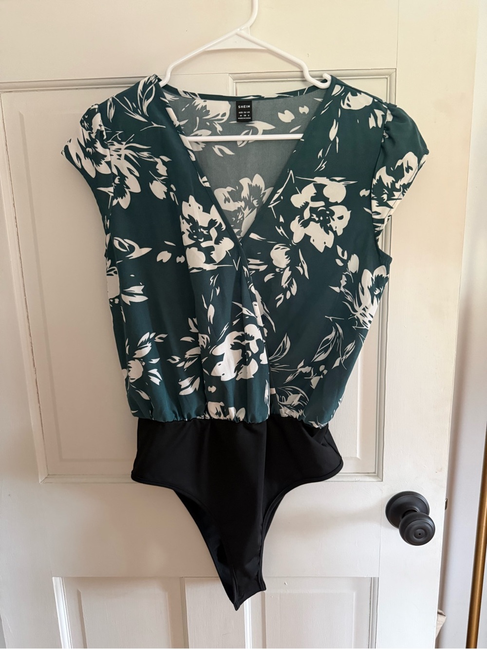 SHEIN Teal and White Floral Top